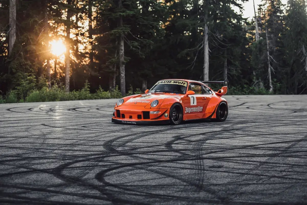 Jägermeister RWB with its orange racing livery