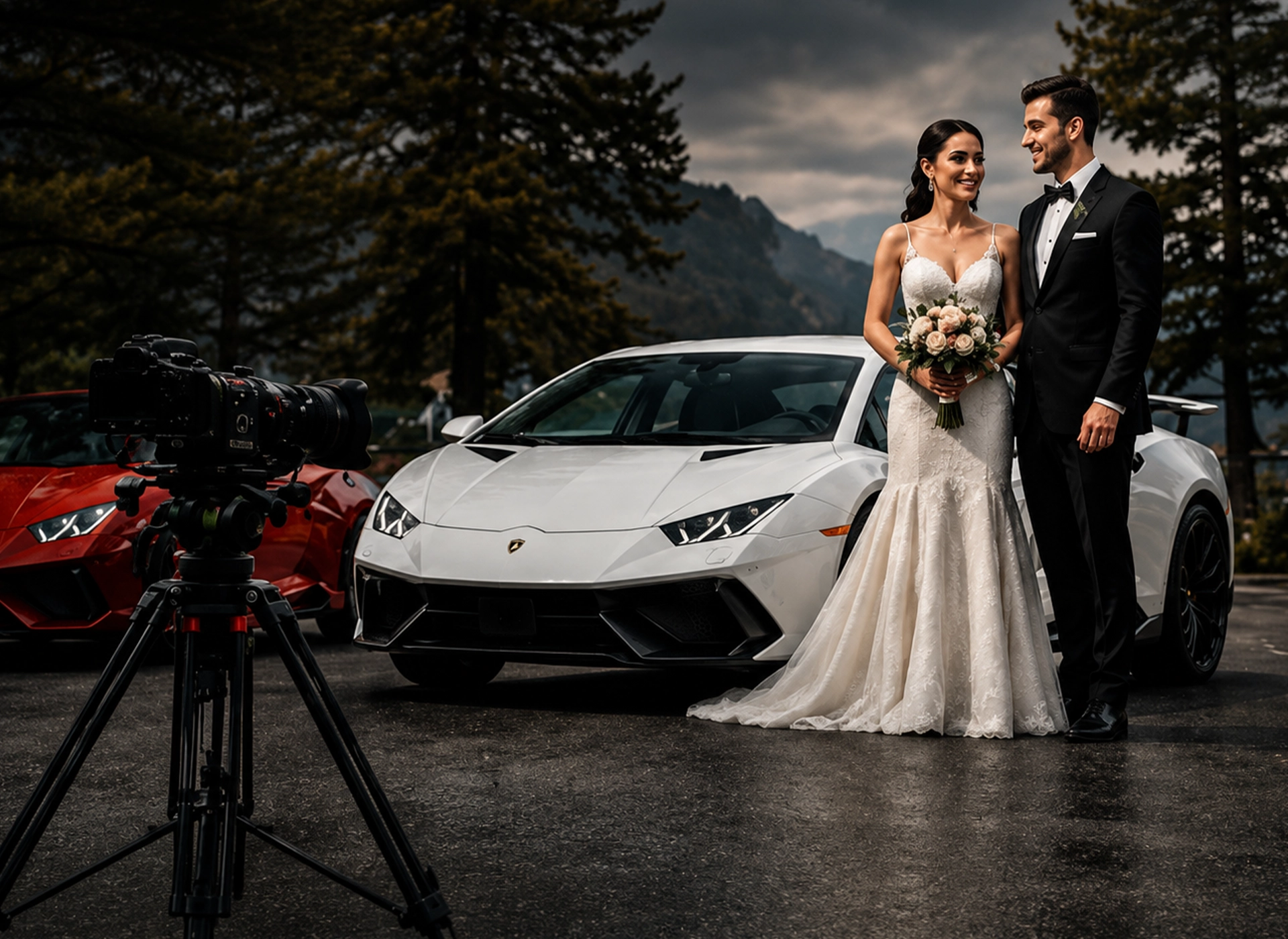 Lamborghini at a wedding shoot