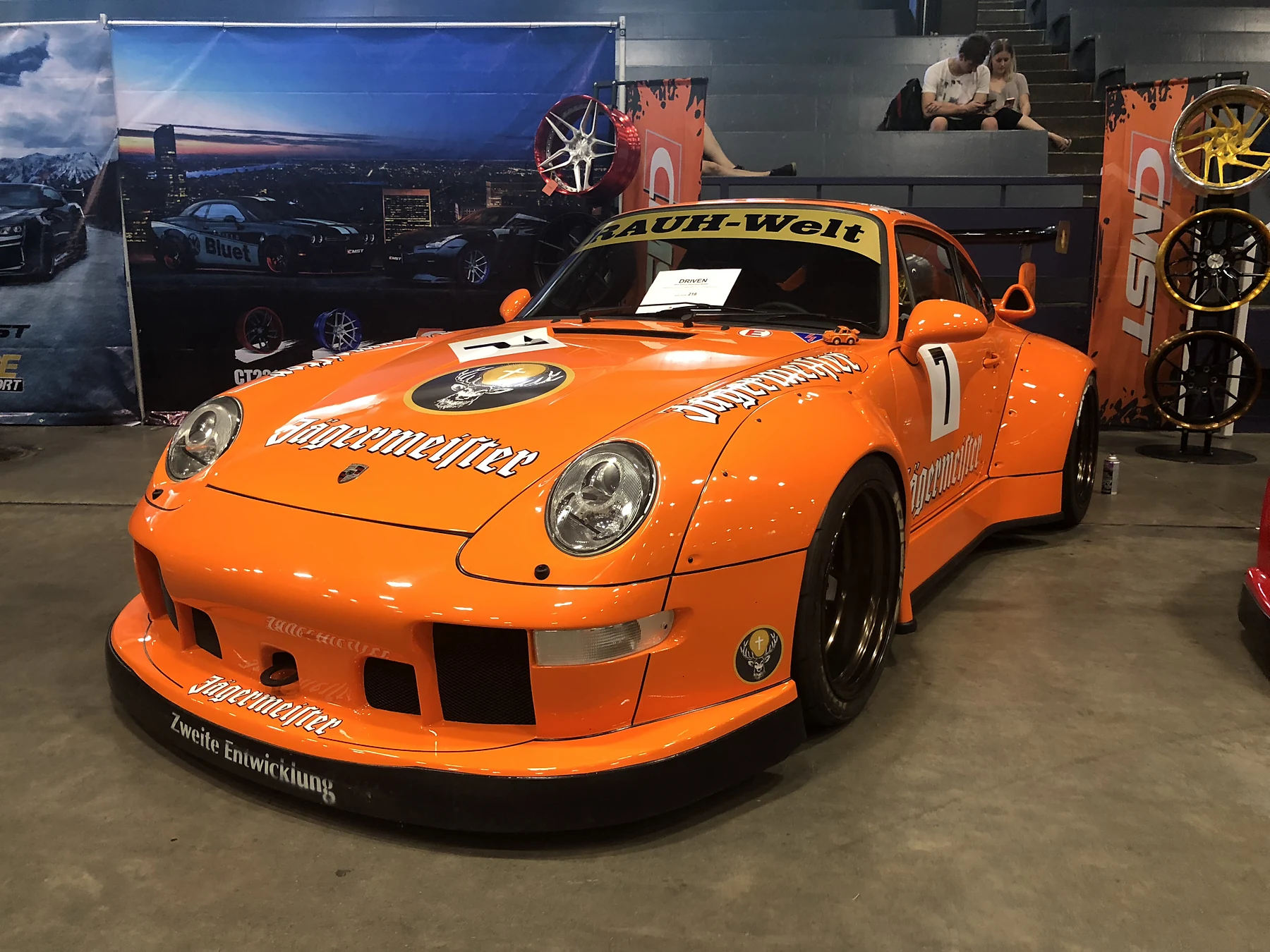 RWB Jägermeister Porsche 993 in the Muse showroom